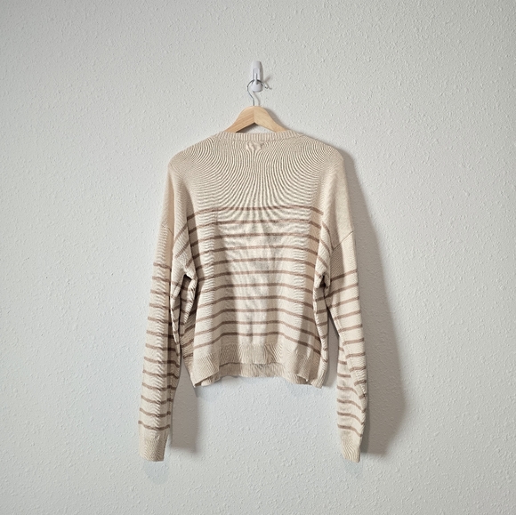 Pink Lily Neutral Striped Henley Sweater 2X - Picture 4 of 6